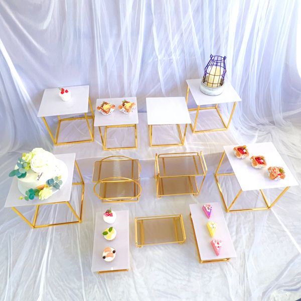 19 pezzi Decorazione di nozze Buffet Dessert Porta snack Cibo Bevande Cremagliera Festa di compleanno Cupcake Stand Decorazione centrotavola per bambini Caramelle