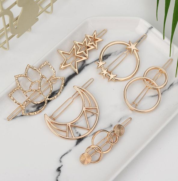 2020 Moda Donna Accessori per capelli Triangolo Fermaglio per capelli Spilla in metallo geometrico Lega Fascia per capelli Luna Cerchio Hairgrip Barrette Ragazze Hold3431402