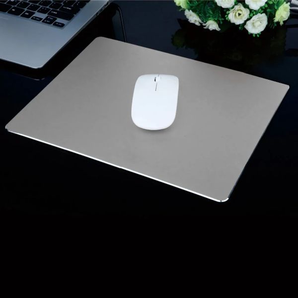 1pc metal alumínio mouse pad simples cor sólida à prova dwaterproof água mesa suave magia ultra fino acessórios do computador material de escritório 240314