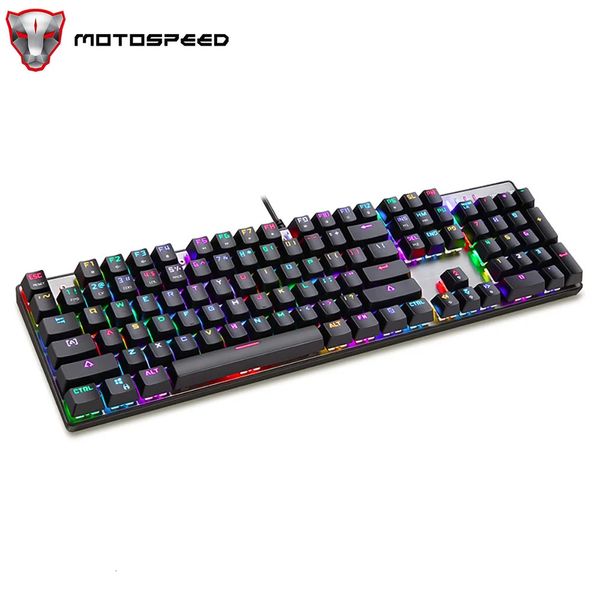 Motospeed CK104 Игровая механическая клавиатура 104 клавиши RGB с подсветкой Проводная компьютерная офисная клавиатура для набора текста Красный переключатель для ноутбука ПК 240304