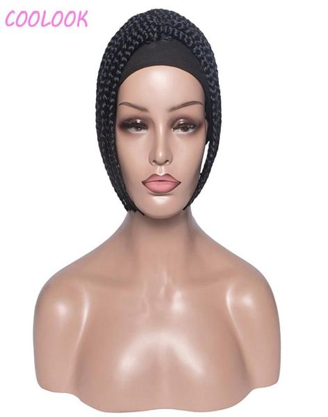 Parrucche sintetiche Box Trecce Fascia per le donne intrecciate senza pizzo con turbante naturale parrucca corta Bob Head Wrap Peruca Cosplay2018355