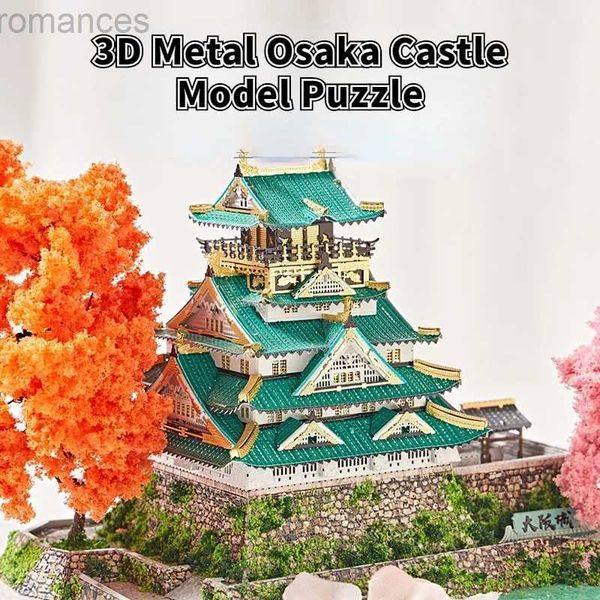 Puzzle 3D Puzzle 3D in metallo Giappone Castello di Osaka Modello Taglio laser Puzzle Giocattoli Modello di edificio per bambini Regalo per adulti Decorazione della casa 240314