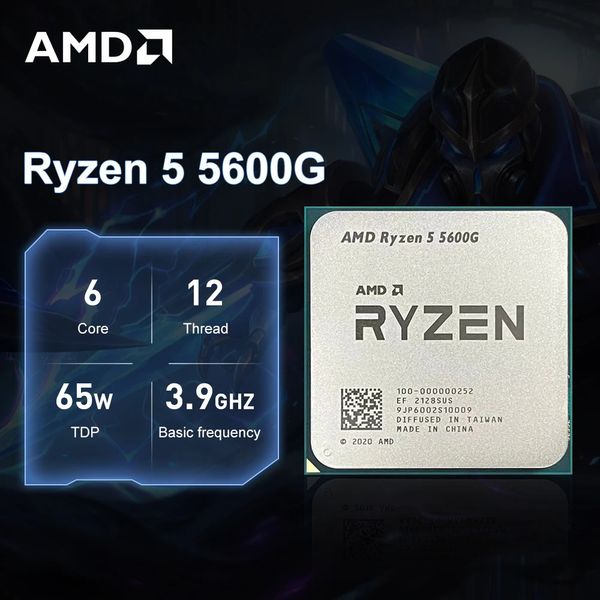 Ryzen 5 5600G R5 5600G CPU Gaming Prozessor Sockel AM4 3,9 GHz 6-Core 12-Thread 65 W DDR4 Für B550 B550M Motherboard 240304