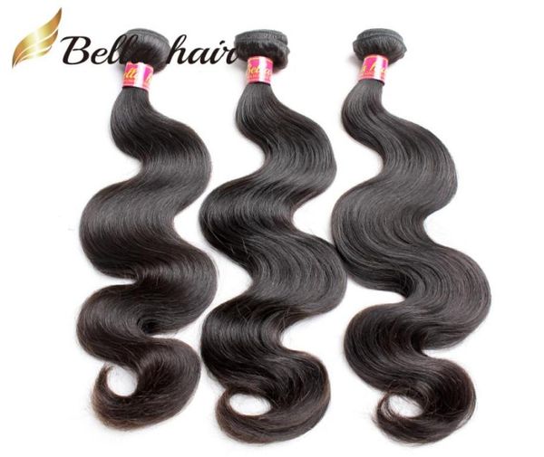 Barato onda do corpo virgem cabelo humano pacotes indiano europeu peruano brasileiro malaio cambojano 3pcs extensões de trama dupla Bella2349699