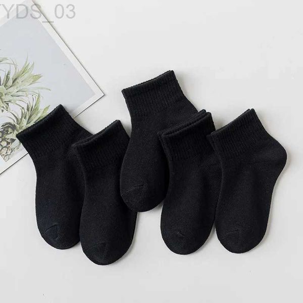 Детские носки, 5 пар/лот, новые летние детские хлопковые носки, модные чистые черные, белые, серые для детей 1-12 лет, детские носки для мальчиков и девочек-подростков YQ240314