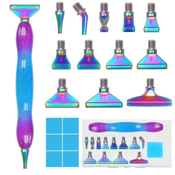 Stitch 19pcs Diamond Painting Driving Point Pint Pen set Resina Porta colorata Penna Disensione Set di utensili per la testa di ricambio in metallo fai da te