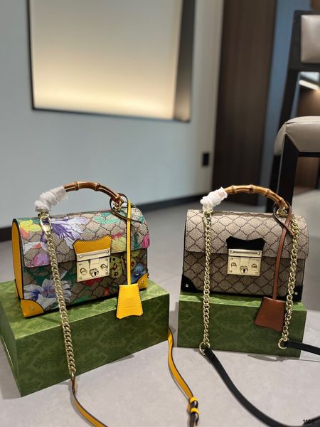 Дизайнерская сумка Роскошная сумка-кошелек с навесным замком Shima Маленькая сумка на плечо с цепочкой Пчелиный принт Холст Женская модная сумка через плечо Высококачественная бамбуковая маленькая сумка-коробка