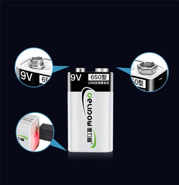 Batteria ricaricabile da 9 V Batterie al litio USB di grande capacità 650 AMH305a586202485