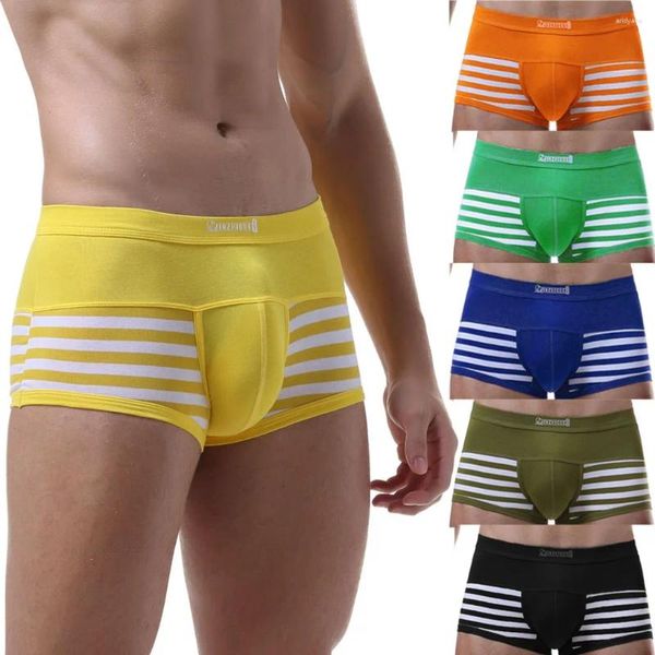 Cuecas masculinas listradas macias boxershorts emendando homens respirável calcinha sexy briefs homem calcinha cueca