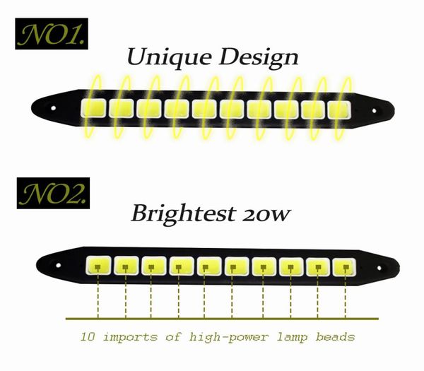 2 Stück LED-Tagfahrlicht, quadratisch, biegbar, Auto-Styling, wasserdicht, COB, Tagfahrlicht, flexible LED-Tagfahrlichtlampen, Fahrlampe 6585460