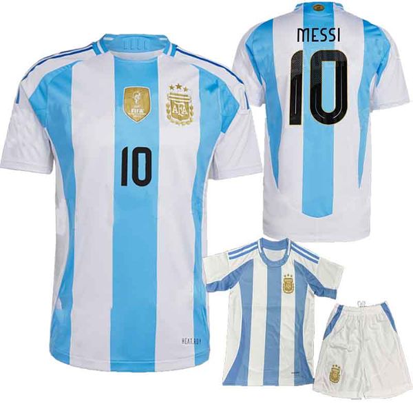 24 25 Argentina 2024 Home Away Jersey J.Aarez Camisas de futebol DI MARIA DYBALA MARTINEZ E.Fernandez MARADONA Homens Kit Infantil Camisas de futebol