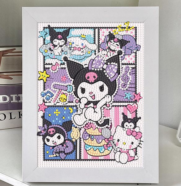 Kawaii Fest: kit di pittura con diamanti 5D per adorabili amici dei gatti dei cartoni animati, set artistico completo per decorazioni per amanti dell'artigianato carino