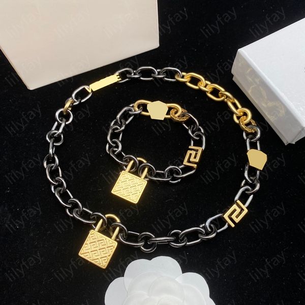 Mode Gold Lock Anhänger Halskette Herren Armband Designer Medusa Schmuck Sets Für Frauen Romantische Geburtstagsgeschenke Hiphop Schmuck Mit Box -7