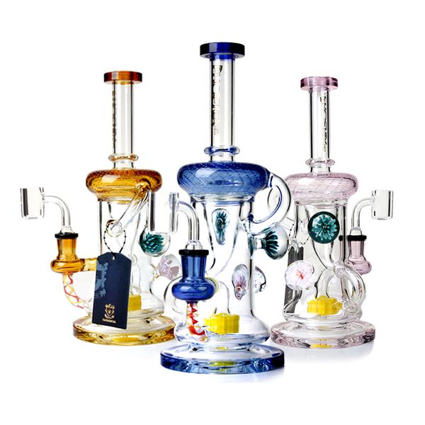 Phoenix Glass Bubbler Recycler 10 polegadas Rigas de óleo Bongos de água de vidro Vidro com chuveiro de água de água de água de água de água