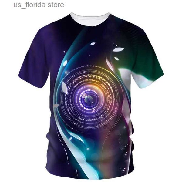 Homens camisetas Homens Personalidade T-shirt 3D Impressão de Alta Definição Câmera Padrão Verão Moda Tendência Curto Slve Fotógrafo Crewneck Top Y240321