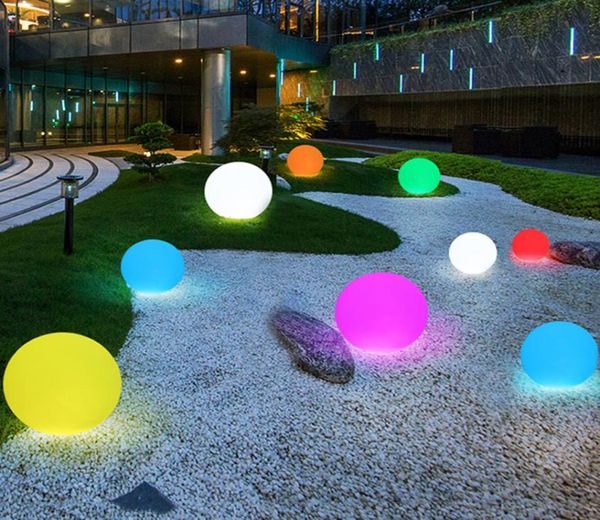 Bola flutuante iluminada com led recarregável, bola flutuante com controle remoto para jardim ao ar livre, gramado, bola brilhante rgb 6 tamanhos 9880403