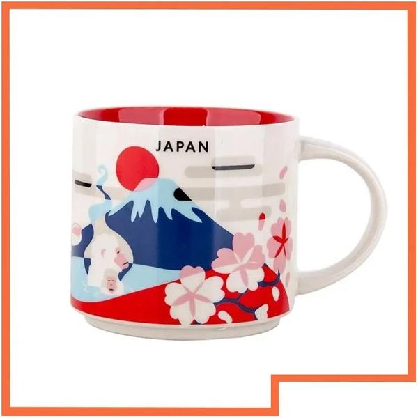 Outra organização de limpeza 14oz capacidade cerâmica cidade caneca japão cidades xícara de café com caixa original gota entrega ho homefavor dhor3