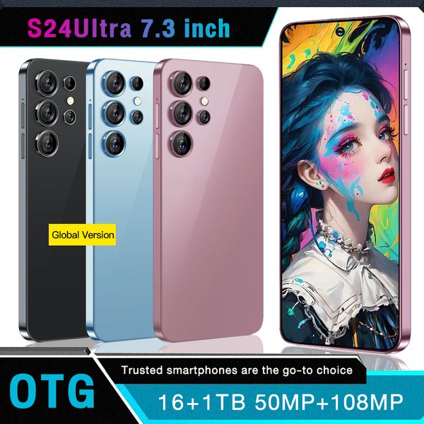 S24ULTRA 5G Android Smart 13 Telefono touch Screen Schermata da 7,3 pollici Schermale Sensore a gravità Supporto più lingue