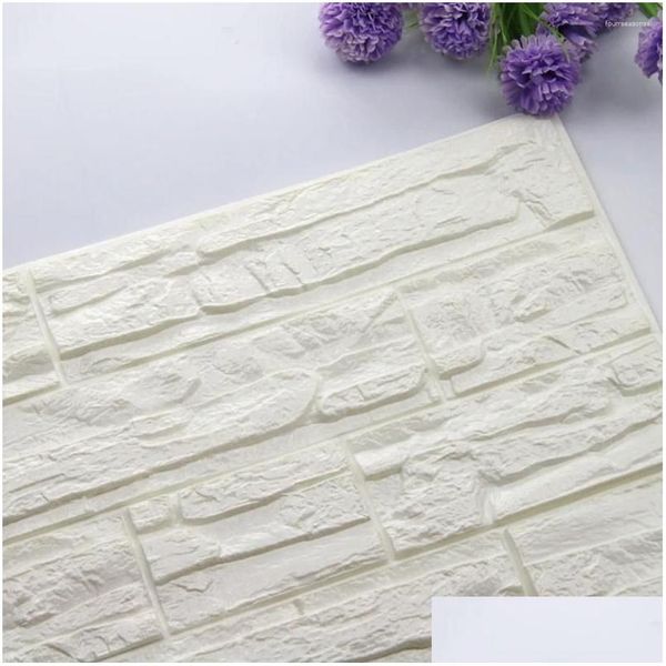 Adesivos de Parede DIY 3D Imitação Tijolo Quarto Pe Espuma Papel de Parede Painéis Quarto Decalque Pedra Decoração Em Relevo 12 Drop Delivery Home Gard Dhpmk