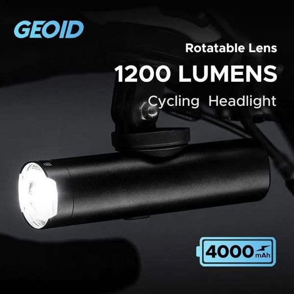 GEOID 8001200 Lumen Bicicleta Luz Frontal Girar Lente À Prova D 'Água Bicicleta LED Lanterna TypeC Carregamento Ciclismo Farol 240311