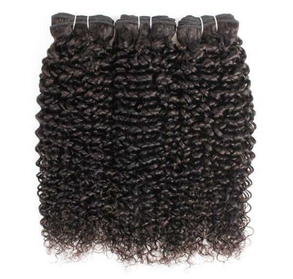 Cor natural 3 pacotes jerry encaracolado extensões de cabelo humano estilo afro brasileiro peruano malaio indiano remy trama8990549