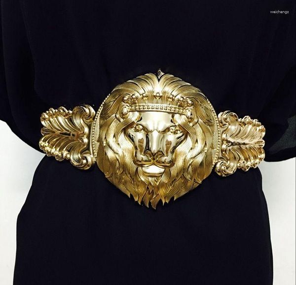Cinture 2024 Cintura elastica da donna di design femminile con cintura larga in metallo da donna alla moda dorata per abito regalo