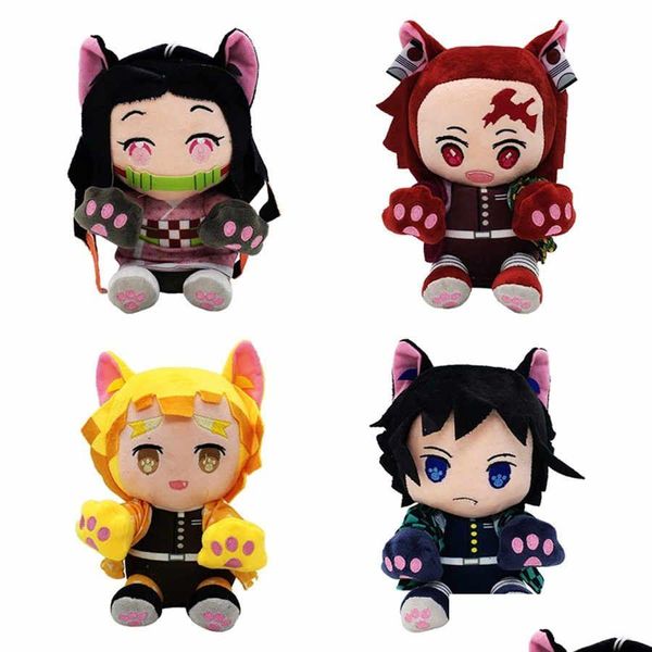 Animais de pelúcia de pelúcia Japão Demon Slayer 20cm P Brinquedos Tomioka Giyuu Nezuko Tanjirou Zenitsu Figura Bonecas Crianças Presentes de Natal Drop Otm0Z