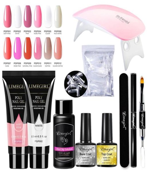 Limegirl 15 ml Poly Extension Nail Gel Kit Alles für Maniküre Set Acryllösung UVLED Builder Polish Art Design Kits6176619