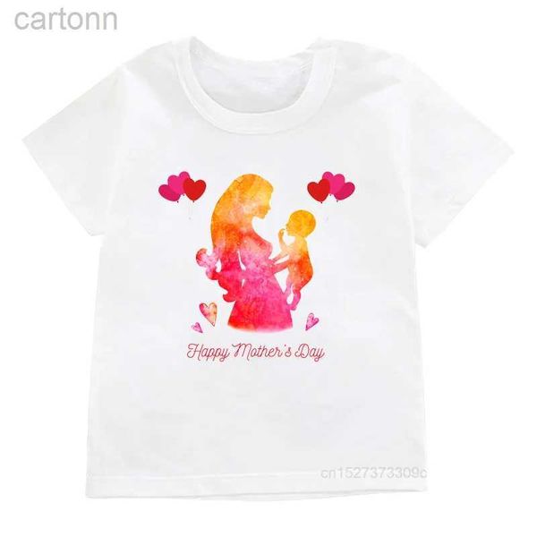 T-shirt T-shirt stampata amore T-shirt felice festa della mamma T-shirt per ragazze T-shirt a maniche corte per bambini T-shirt per mamma giorno per ragazza/ragazzo Bambini Top bianchi ldd240314