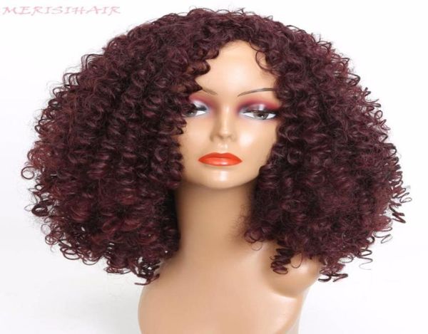 Merisi cabelo longo afro kinky encaracolado perucas para preto feminino vermelho misturado marrom perucas sintéticas penteado africano resistente ao calor 7288606