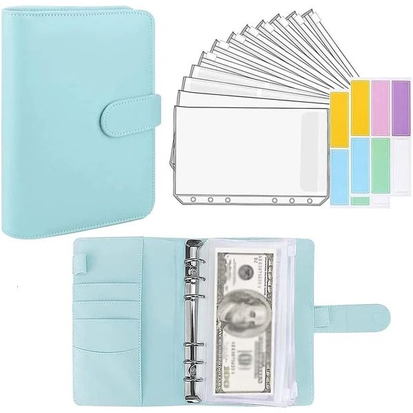 Geschenke A6 PU-Leder-Budget-Ordner-Notizbuch-Geldumschlag-System-Set mit Ordnertaschen für Geld-Budget-Spar-Bill-Organizer 240313