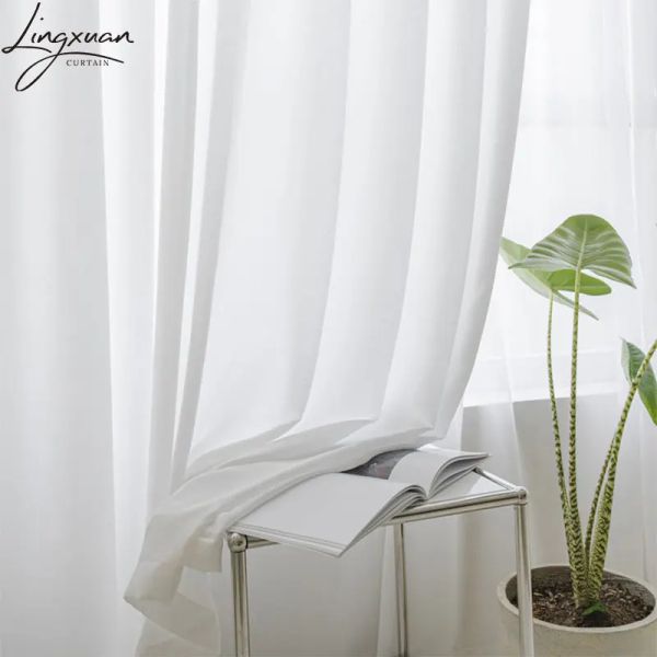 Tende Moderne Tende per finestre in tulle bianco per soggiorno Panno di seta Tenda in voile trasparente per camera da letto Cucina Tende in garza morbida Tende