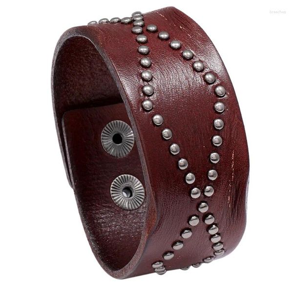 Charme pulseiras acessórios europeus e americanos vendem como personalidade tendência estilo punk pulseira de couro retro rebitado jóias de couro largo