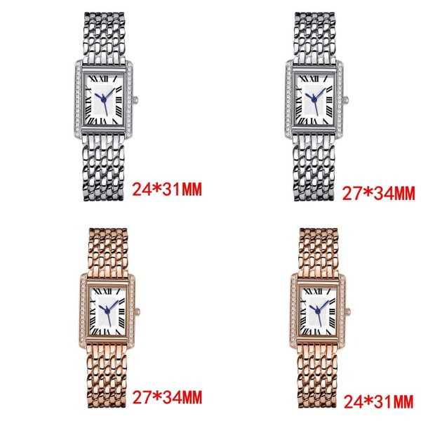 Relógios femininos para senhoras designer relógio quadrado moda quartzo movimento relógios rosa ouro vintage tanque relógio montre de luxe negócios com caixa sb070 C4