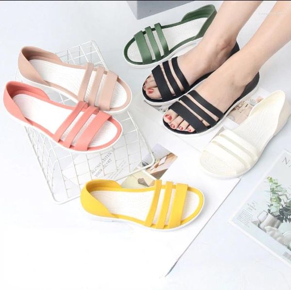 Sandalen Frauen Schuhe 2024 EVA Einfarbig Garten Casual Hausschuhe Gelee Schuh Sport Rutschfeste Strand Plattform