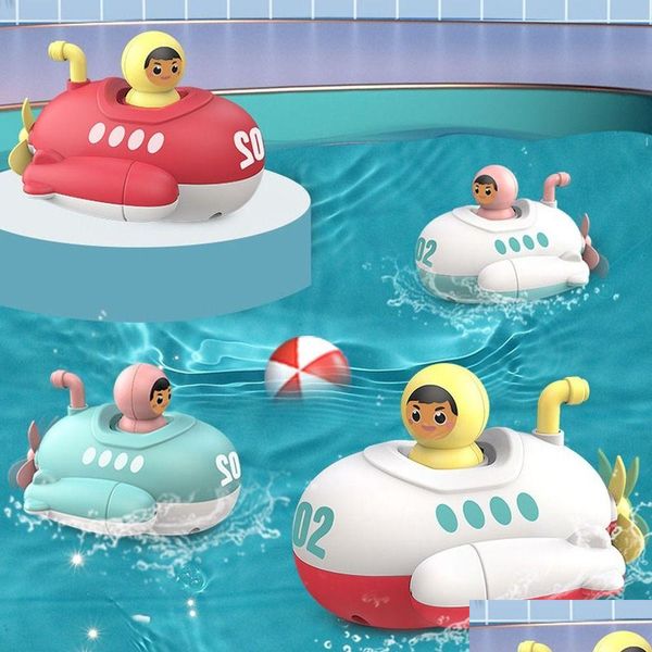 Giocattoli da bagno Baby Submarine Wind Up Clockwork Ship Boat Bambini Piscina d'acqua Gioco da spiaggia Bambino Ragazzo Regalo per bambini 230525 Drop Delive Dhzoy