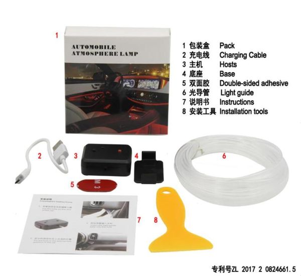 Новый звуковой активный EL неоновый светильник RGB светодиодный светильник для салона автомобиля многоцветный с беспроводным управлением атмосфера приборной панели 12V2825294