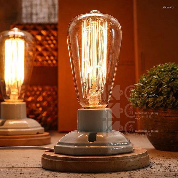 Tischlampen Vintage Loft Glanz Abajur Industrie Retro Edison Glühbirne Dekorative Schreibtisch Nachttischlampe Leuchte Dimmbar