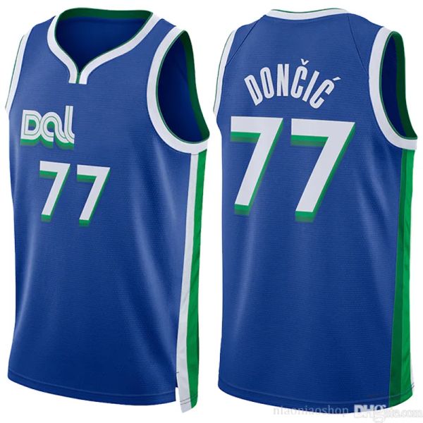 Luka Doncic Kyrie Irving Custom Herren Damen Jugend Dallas Mavericks Basketballtrikot Dirk Nowitzki City 77 11 Blue Black Edition Grünes Trikot