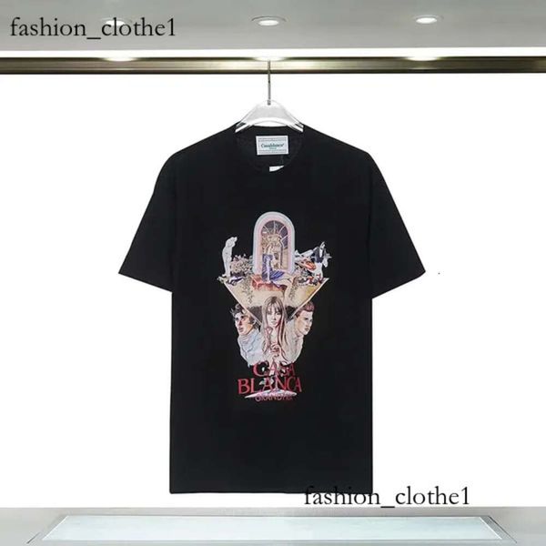 T Shirts Harajuku Kazablanka Erkekler Mektubu Baskı Logosu Siyah Gömlek Yüksek Versiyon Erkek Kadın Pamuk Gündelik Moda Tee Tasarımcı EE 379