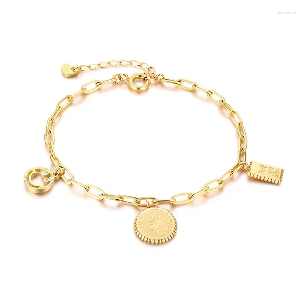 Braccialetti con ciondoli Bracciale Smile ed Elizabeth in acciaio inossidabile Piccoli gioielli religiosi da regalo per donna