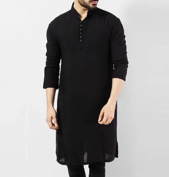 Roupas étnicas Abayas para homens 2024 Robes masculinos Thobe estilo nacional solto bolso bordado casual moda primavera jubba