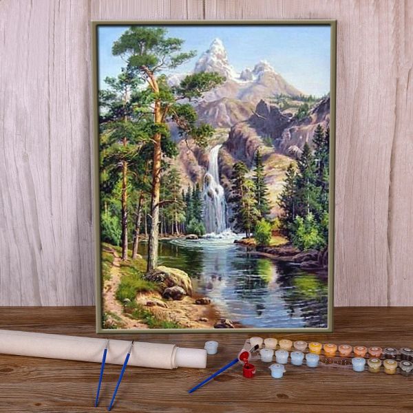 Número paisagem árvore pintura por números conjunto de tintas a óleo 40*50 imagem por números foto artesanal para crianças artesanato para atacado