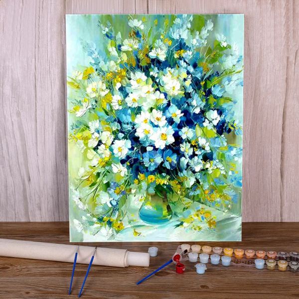 Número buquê de flores diy pintura por números kit completo tintas a óleo 40*50 pintura em tela decoração de parede artesanato para trabalhos manuais