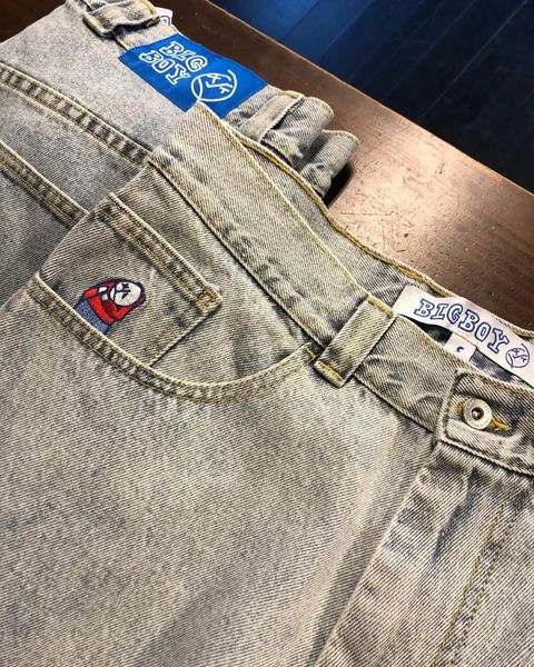 Hip Hop Big Boy Jeans Y2K Calças Streetwear Gótico Dos Desenhos Animados Bordado Retro Azul Baggy Jeans Punk Rock Cintura Alta Calças Largas 240309