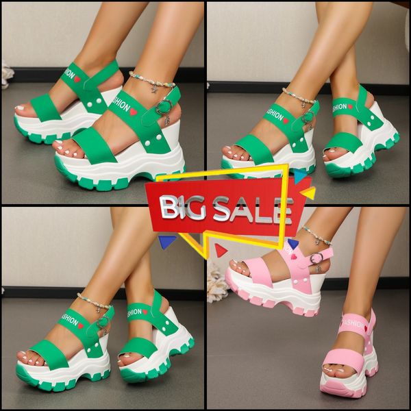 Yeni Sandallar Kama Topuk Kalın Sole Kalın Yuvarlak Kafa Açık Ayak Parmağı Bir Satır Bir Çizgi Toka Kadınlar Büyük Boyut Sandalet Gai Eur 35-43