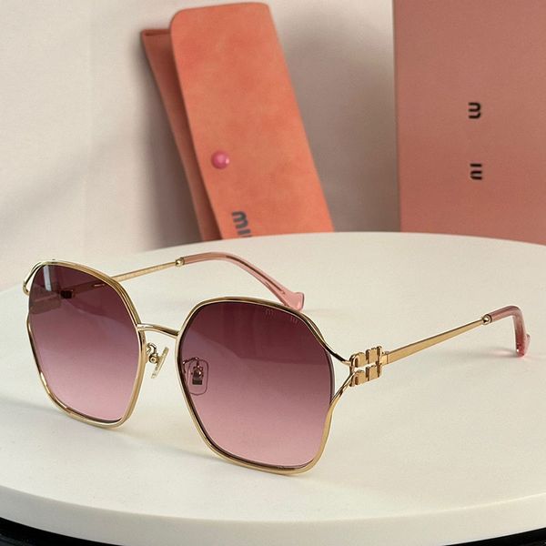 Damenmodemarke Miu Logo Sonnenbrille Pilot Metallrahmen Rosa Gläser Moderne Modedesigner Sonnenbrille SMU52ZS