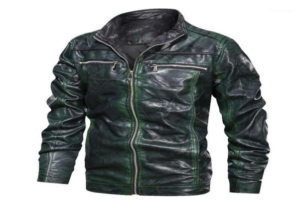 Marka Taktik PU Deri Ceket Erkekler Euro Boyut SXXXL Stand Retro Motosiklet Erkek Jaqueta De Couro Men039s Fur FAUX8875430