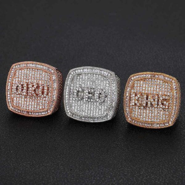 Mücevher Diy mektubu hip hop moda markalı kişiselleştirilmiş bakır set zirkon erkek yüzüğü