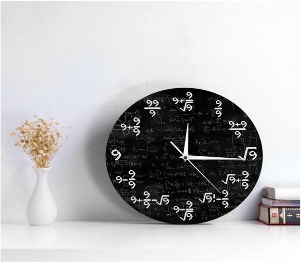 The Nines Math Wall Clock Número 9 Math Modern Clock Wall Watch Math Equation The Clock of 9s Formulas Mathematical Wall Art5601183